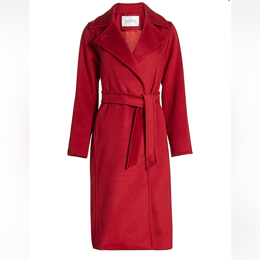 Max Mara red camel hair manuela icon classic wrap coat